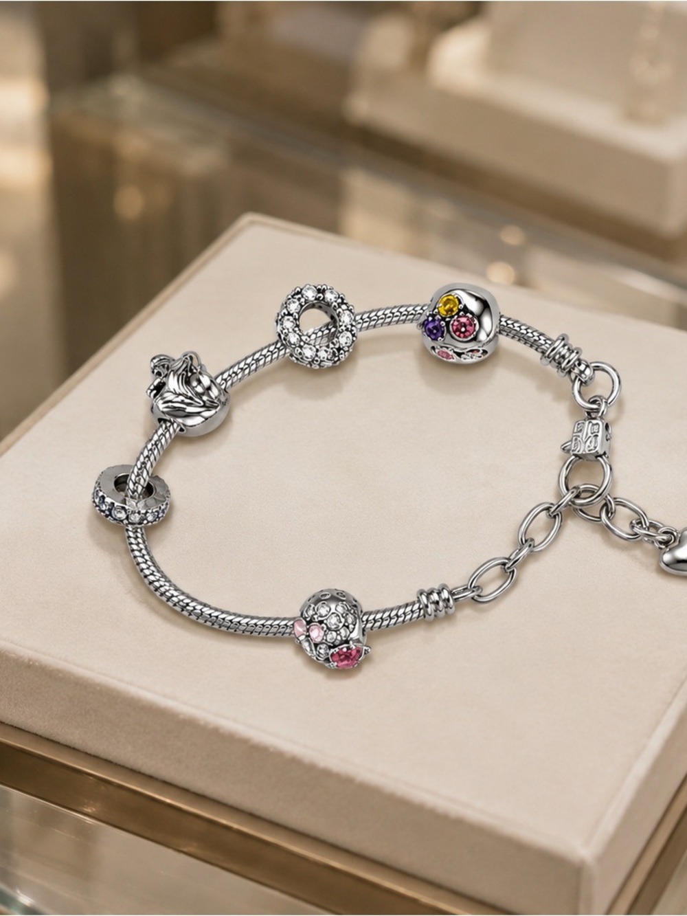 Handmade Stainless Steel Glam Skull Charm Bracelet – Adjustable